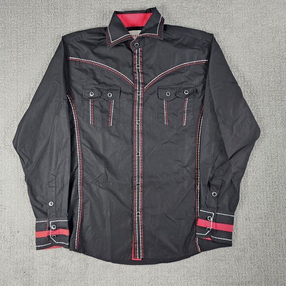 Ace of Diamond Other - Ace of‎ Diamond Black Western LS Shirt Red Embroidery Button Up Mens Size S
